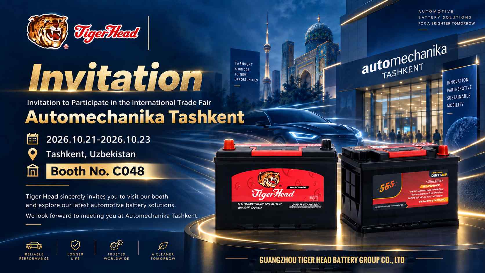 Invitation to Meet Tiger Head Battery at Automechanika Tashkent 2026